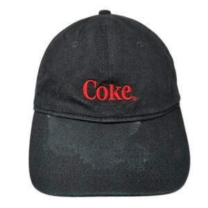 Coke Slideback Baseball Cap Black One Size Adjustable Embroidered Vented Holes